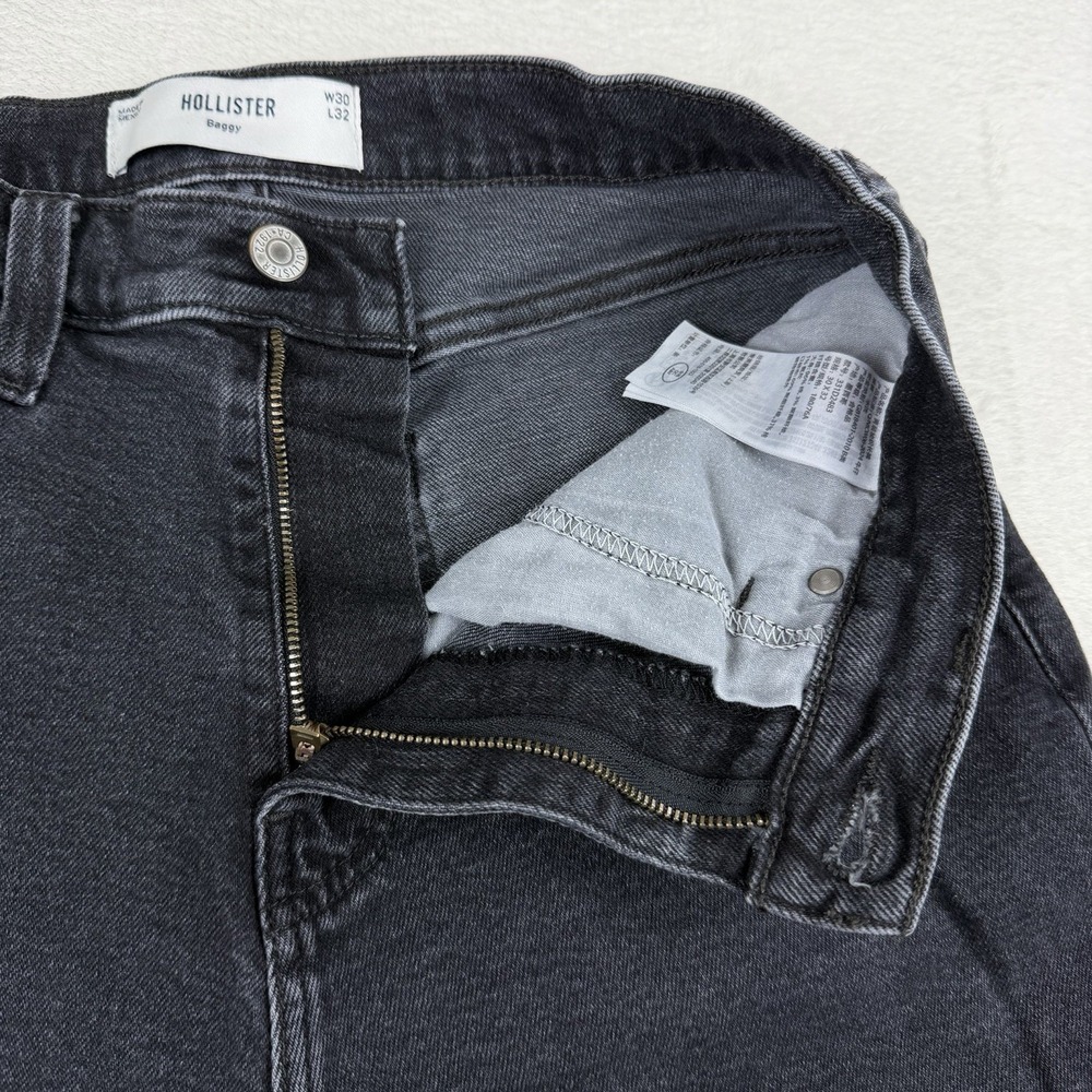 Hollister Men's Baggy Black Washed Denim Jeans Size W30 L32 Y2K - Picture 4 of 9